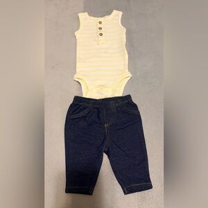 Carter's Yellow Striped top and jeggings Newborn Outfit
